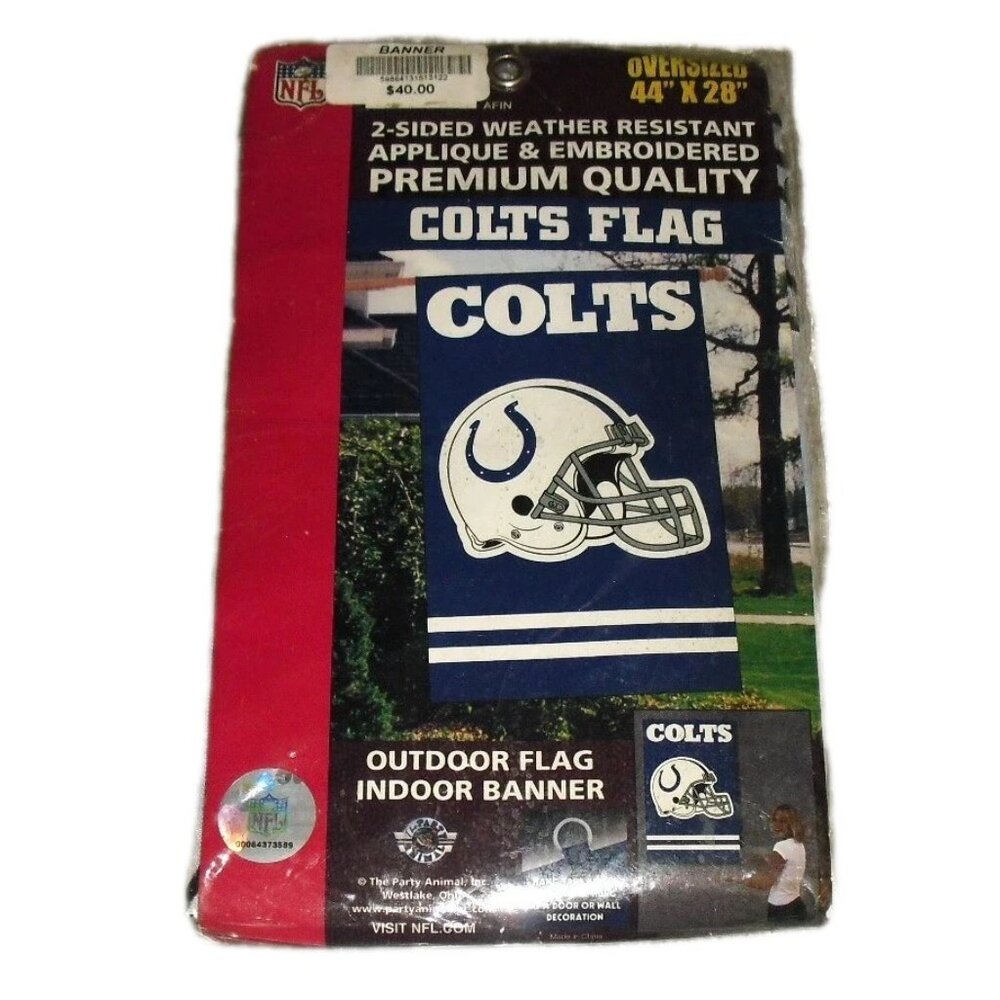 Indianapolis Colts Embroidered Two Sided Flag Banner 44 X 28 Inches New Nfl